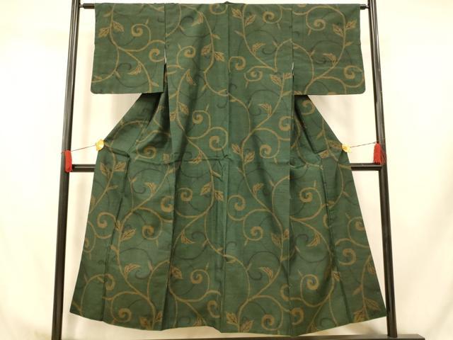 平和屋着物■上質な紬　花唐草文　正絹　逸品　AABH9357fw