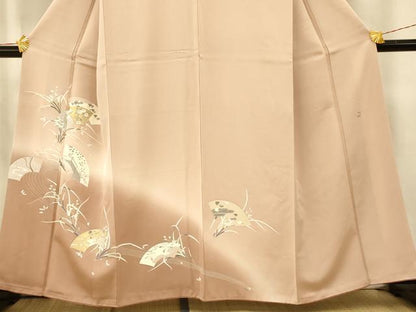 平和屋着物■訪問着 作家物 駒刺繍 地紙草花文 暈し染め 金銀彩 正絹 逸品 AABH9358fw