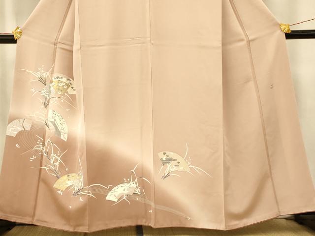 平和屋着物■訪問着 作家物 駒刺繍 地紙草花文 暈し染め 金銀彩 正絹 逸品 AABH9358fw