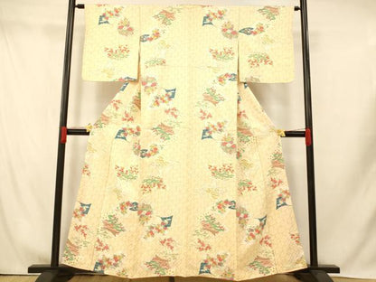 平和屋着物■上質な小紋　冊子風景草花文　金彩　正絹　逸品　AABH9359fw