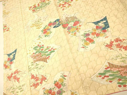 平和屋着物■上質な小紋　冊子風景草花文　金彩　正絹　逸品　AABH9359fw