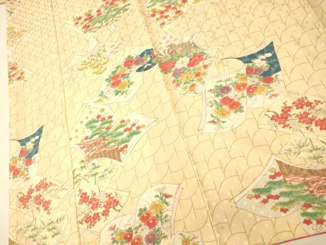 平和屋着物■上質な小紋　冊子風景草花文　金彩　正絹　逸品　AABH9359fw
