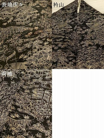 平和屋着物＊夏物 小紋 絽 風景文 正絹 逸品 AABH9361jd