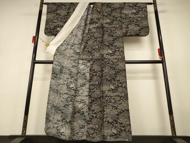 平和屋着物＊夏物 小紋 絽 風景文 正絹 逸品 AABH9361jd