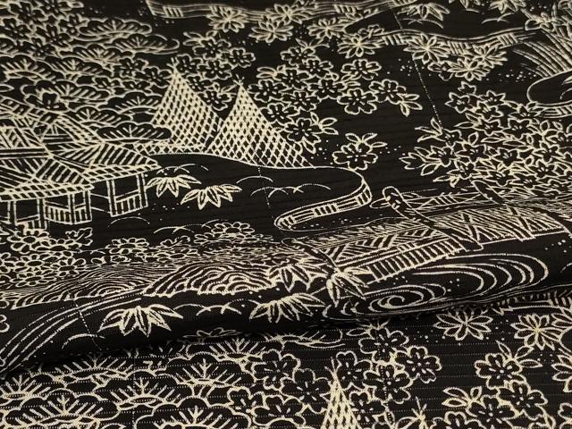 平和屋着物＊夏物 小紋 絽 風景文 正絹 逸品 AABH9361jd
