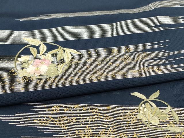 平和屋着物＊夏物 訪問着 絽 刺繍 草花丸文 金銀彩 正絹 逸品 AABH9365jd