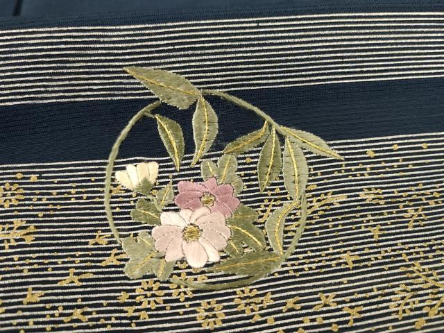 平和屋着物＊夏物 訪問着 絽 刺繍 草花丸文 金銀彩 正絹 逸品 AABH9365jd