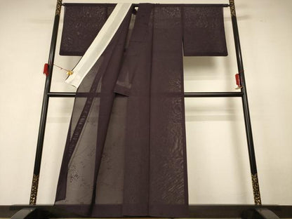 平和屋着物＊夏物 色無地 絽 赤墨色 正絹 逸品 AABH9366jd