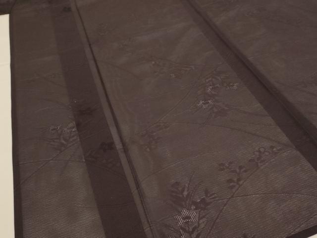 平和屋着物＊夏物 色無地 絽 赤墨色 正絹 逸品 AABH9366jd