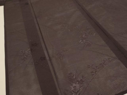 平和屋着物＊夏物 色無地 絽 赤墨色 正絹 逸品 AABH9366jd