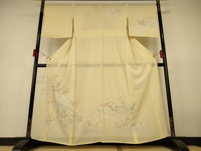 平和屋着物＊夏物 訪問着 絽 駒刺繍 草花文 正絹 逸品 AABH9367jd