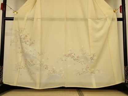 平和屋着物＊夏物 訪問着 絽 駒刺繍 草花文 正絹 逸品 AABH9367jd