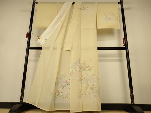 平和屋着物＊夏物 訪問着 絽 駒刺繍 草花文 正絹 逸品 AABH9367jd