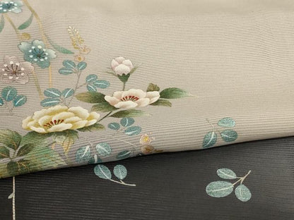 平和屋着物＊夏物　訪問着　絽　草花文　暈し染め　銀彩　正絹　逸品　AABH9369jd