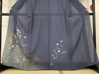 平和屋着物＊夏物 訪問着 絽 手描き 草花文 暈し染め 金彩 正絹 逸品 AABH9379jd
