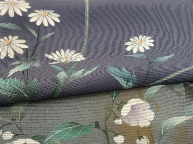 平和屋着物＊夏物 訪問着 絽 手描き 草花文 暈し染め 金彩 正絹 逸品 AABH9379jd
