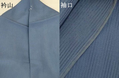 平和屋着物＊夏物 色無地 縦絽 藍鼠色 正絹 逸品 AABH9382jd