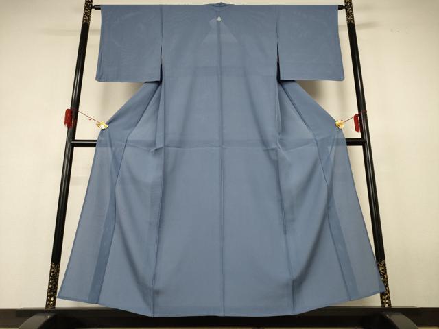 平和屋着物＊夏物 色無地 縦絽 藍鼠色 正絹 逸品 AABH9382jd