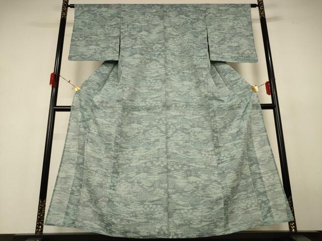 平和屋着物＊夏物 結城紬 夏結城 風景文 三越扱い 反端付き 正絹 逸品 AABH9384jd
