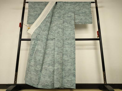 平和屋着物＊夏物 結城紬 夏結城 風景文 三越扱い 反端付き 正絹 逸品 AABH9384jd