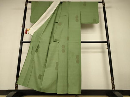 平和屋着物＊夏物 紗紬 亀甲文 正絹 逸品 AABH9386jd