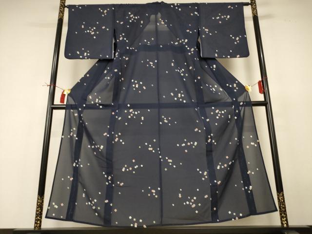 平和屋着物＊夏物 小紋 絽 箔散らし文様 正絹 逸品 AABH9391jd