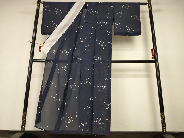 平和屋着物＊夏物 小紋 絽 箔散らし文様 正絹 逸品 AABH9391jd