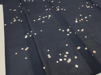 平和屋着物＊夏物 小紋 絽 箔散らし文様 正絹 逸品 AABH9391jd