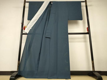 平和屋着物＊夏物 色無地 絽 錆鉄御納戸色 正絹 逸品 AABH9397jd