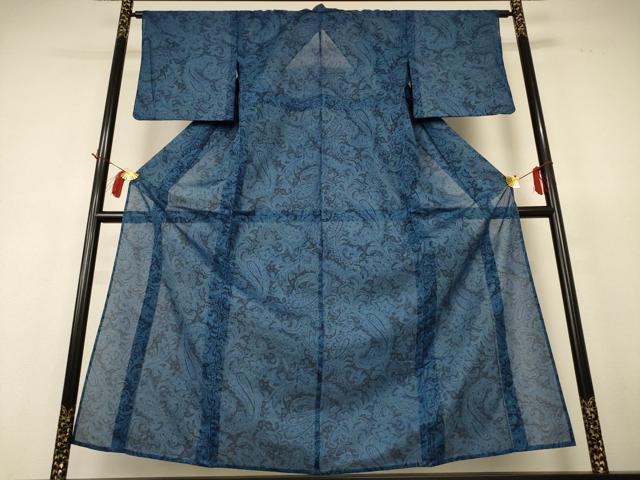 平和屋着物＊夏物　小紋　絽　ペイズリー　正絹　逸品　AABH9398jd 平和屋着物＊夏物 小紋 絽 ペイズリー 正絹 逸品 AABH9398jd