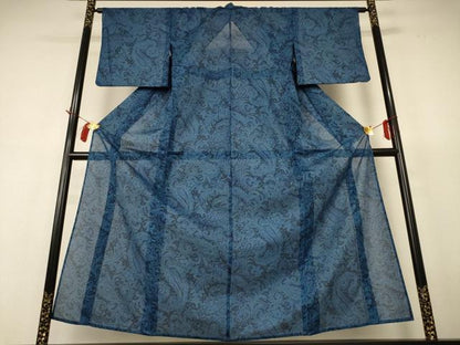 平和屋着物＊夏物 小紋 絽 ペイズリー 正絹 逸品 AABH9398jd