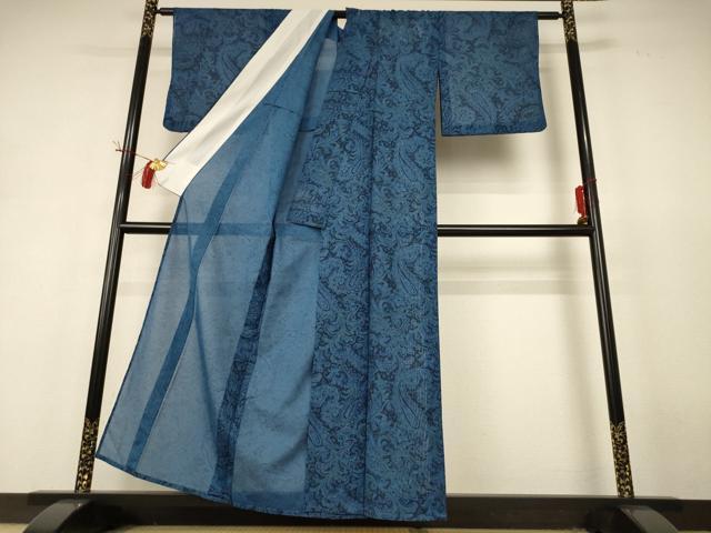 平和屋着物＊夏物 小紋 絽 ペイズリー 正絹 逸品 AABH9398jd