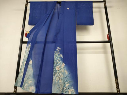 平和屋着物＊夏物 アンティーク 大正ロマン 色留袖 絽縮緬 草花文 暈し染め 正絹 逸品 AABH9403jd