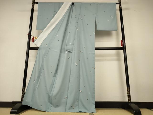 平和屋着物＊夏物 小紋 絽 水玉 洗える着物 AABH9406jd