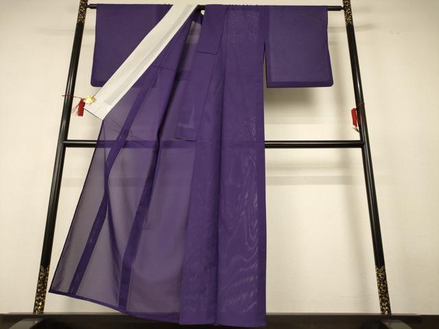 平和屋着物＊夏物 色無地 絽 深紫色 洗える着物 AABH9412jd