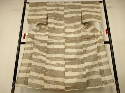 平和屋着物＊夏物　紗紬　横段霞文　正絹　逸品　AABH9417jd