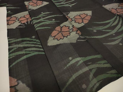 平和屋着物＊夏物　紗紬　扇面花文　正絹　逸品　AABH9419jd