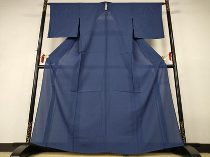 平和屋着物＊夏物　色無地　絽　鉄御納戸色　正絹　逸品　AABH9423jd
