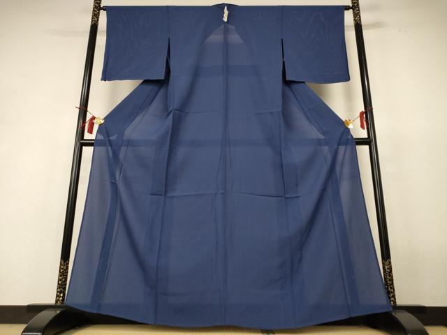 平和屋着物＊夏物　色無地　絽　鉄御納戸色　正絹　逸品　AABH9423jd