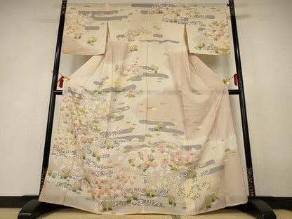 平和屋着物＊夏物 訪問着 絽 友禅 草花霞文 金彩 正絹 逸品 AABH9428jd