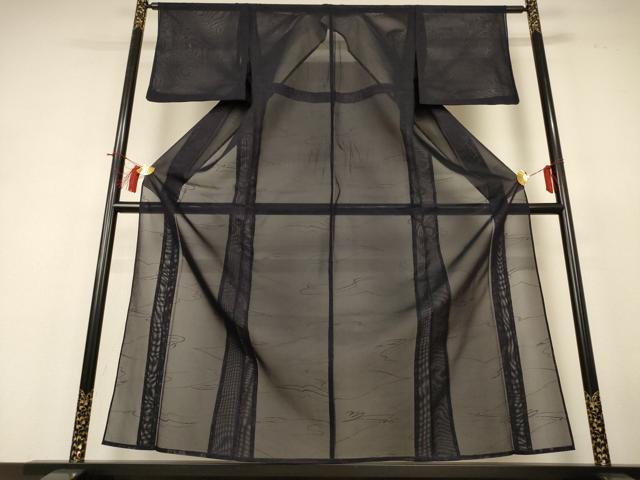 平和屋着物＊夏物 色無地 紗 黒紅色 正絹 逸品 AABH9430jd