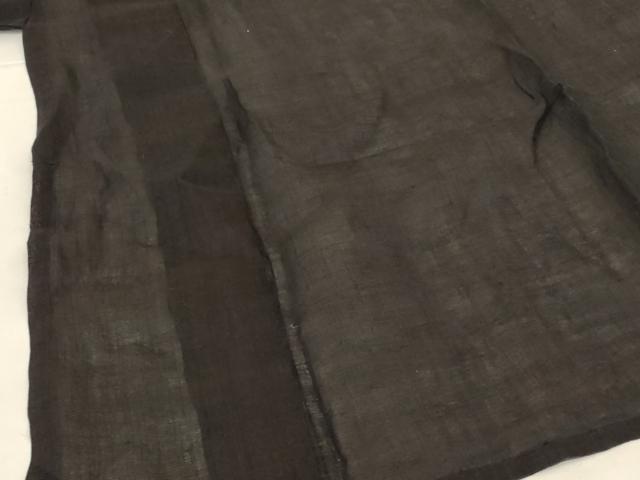 平和屋着物＊夏物　男性　上布　色無地　紫黒色　麻　逸品　AABH9431jd