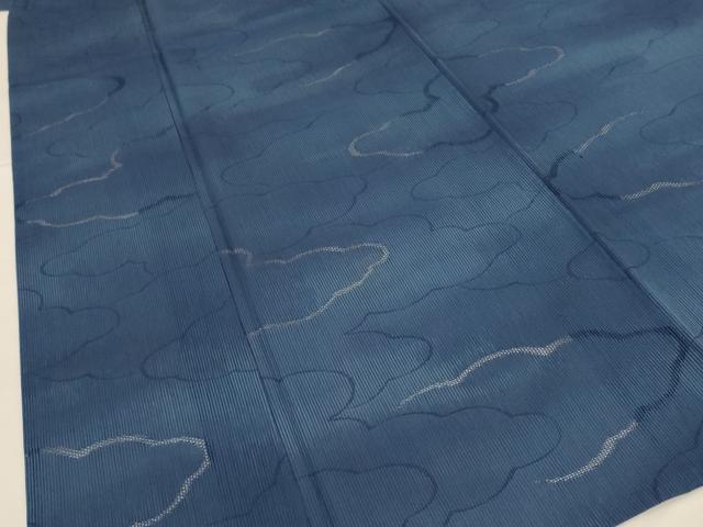 平和屋着物＊夏物 小紋 縦絽 もじり織 雲取り文 正絹 逸品 AABH9436jd