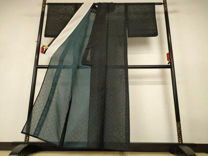 平和屋着物＊夏物 小紋 紗 七宝文 正絹 逸品 AABH9438jd