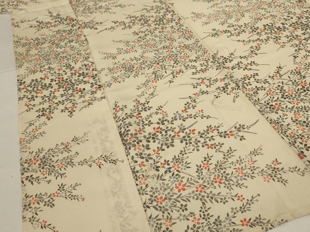 平和屋着物＊夏物 小紋 絽 手描き 草花文 正絹 逸品 AABH9442jd