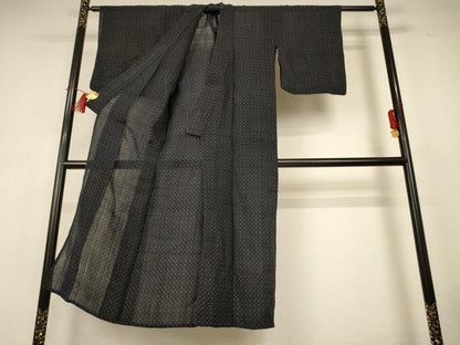 平和屋着物＊夏物 上布 井桁絣 麻 逸品 AABH9443jd