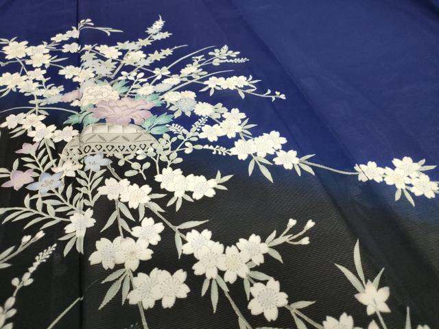平和屋着物＊夏物　訪問着　絽　草花文　暈し染め　洗える着物　AABH9445jd