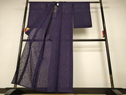 平和屋着物＊夏物 色無地 薄紋紗 黒紅色 正絹 逸品 AABH9448jd