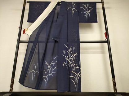 平和屋着物＊夏物 訪問着 絽 草花文 銀糸 正絹 逸品 AABH9452jd