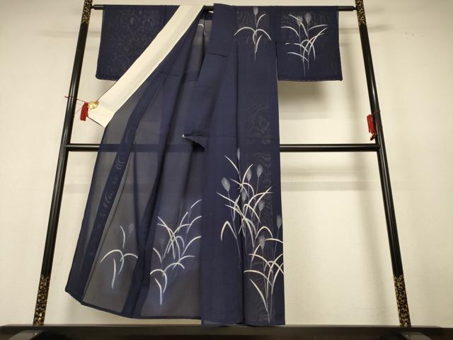 平和屋着物＊夏物 訪問着 絽 草花文 銀糸 正絹 逸品 AABH9452jd